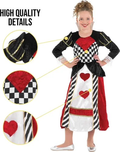 Vista 3 de Fun Shack Queen of Hearts Costume for Girls, Queen Costume for Girls, Queen of Hearts Girls Costume, Queen Kids Costume