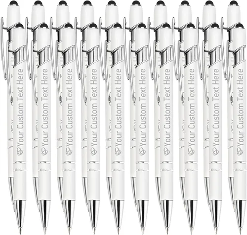 Vista 104 de STREADVE Bolígrafos personalizados personalizados con nombre grabado, logotipo, texto, bolígrafos de escritura suave, regalo personalizado para Negro