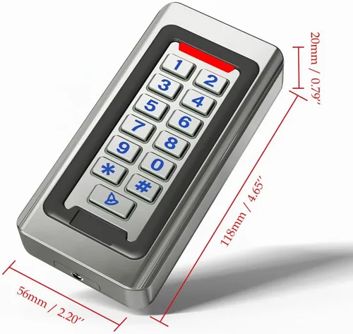 Vista 7 de Teclado de control de acceso para puerta, acero inoxidable IP68 resistente al agua, 2000 usuarios, entrada y salida Wiegand de 26 bits, control