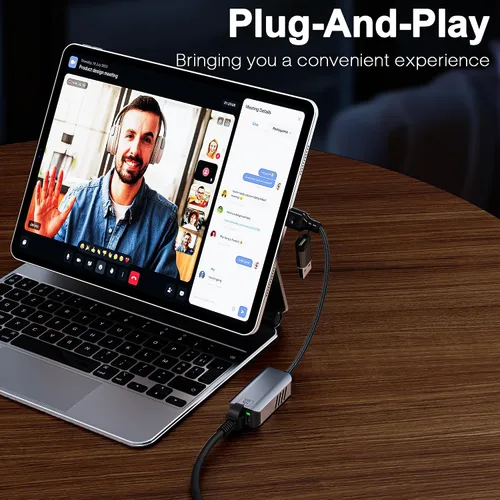 Vista 6 de Adaptador USB C a Ethernet de 5 Gbps, USB-A y USB-C a RJ45 LAN 5000 Mbps convertidor de red con cable, adaptador USB a Ethernet compatible
