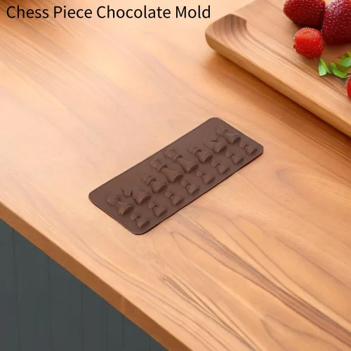 Vista 3 de Molde de ajedrez para dulces, antiadherente de grado alimenticio, molde de silicona flexible para fondant de chocolate para hornear pasteles