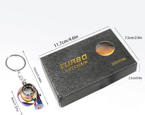 Vista 2 de IGRARK Llavero eléctrico turbo con sonido y luz LED, llavero de turbina modelo de rodamiento giratorio para decoración y regalo (negro