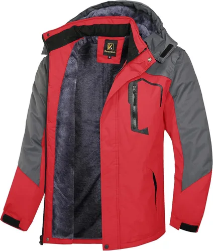 Vista 9 de Keevoom Chaquetas de invierno para hombre, abrigos de nieve para esquí, impermeables, con capucha, impermeables, para snowboard, rompevientos