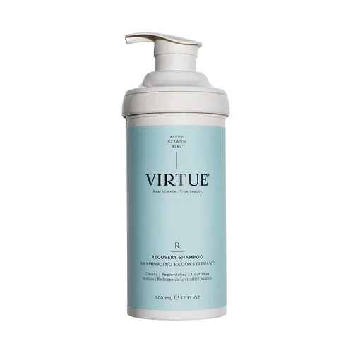 Vista 11 de VIRTUE Champú de recuperación sin sulfato con queratina y aceite de semilla de baobab para cabello dañado, color seguro