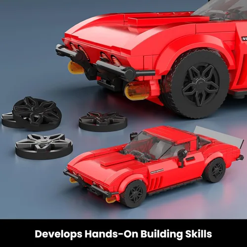 Vista 3 de Mould King Super Sports - Juego de construcción de autos deportivos con vitrina, 332 piezas de juguete de construcción para niños y adultos, kit
