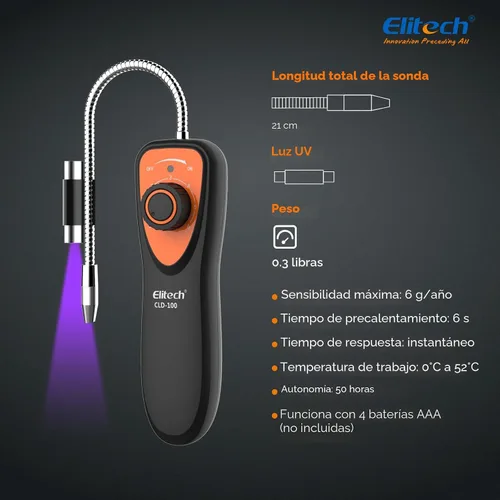 Vista 6 de Elitech Detector de fugas de refrigerante, CLD-100 Detector de fugas de freón Detector de fugas de refrigerante HVAC para automóvil Detector