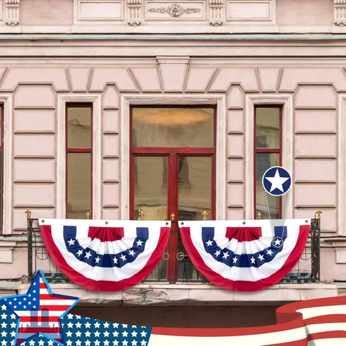 Vista 4 de Banderines de American Flags USA de 2 x 4 pies para celebración exterior del 250 aniversario, decoraciones patrióticas del 4 de julio al aire libre