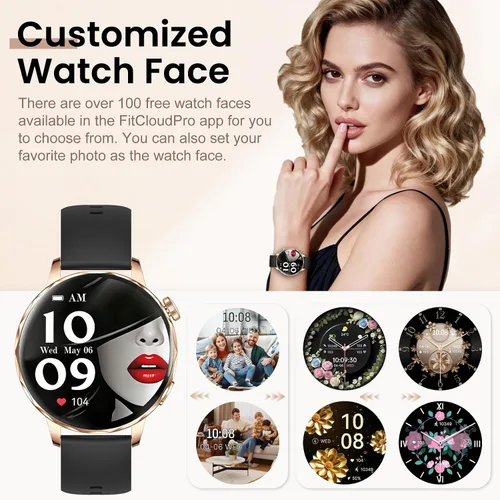 Vista 2 de Relojes inteligentes para mujer, reloj inteligente de 1.27 pulgadas (respuesta/hacer llamadas) compatible con teléfonos iPhone/Android, reloj