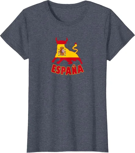 Vista 101 de Spain Espana with Bull and National Flag/Present T-Shirt Asphalt Grey