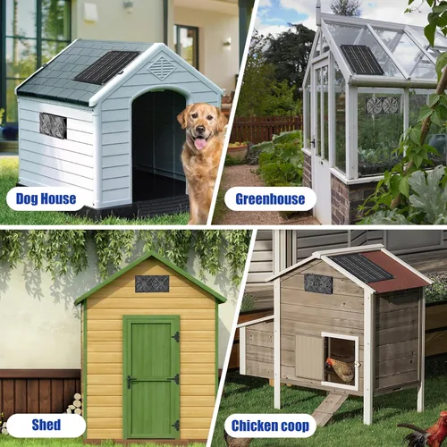 Vista 5 de MARBERO Kit de ventilador solar de 4.7 pulgadas, panel solar de 15 W con 2 ventiladores impermeables, ventilador de aire de entrada o escape