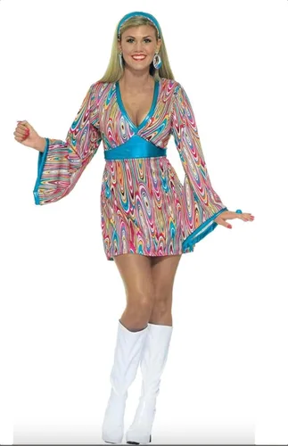 Vista 3 de Forum Novelties Vestido de disfraz de remolino salvaje de la generación 60 para mujer