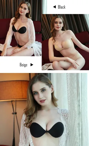 Vista 4 de VFanxi Invisible Sticky Bra, Reusable Silicone Adhesive Bra Backless Strapless Push Up Bra with Nipple Covers