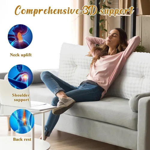 Vista 3 de Wenqik Almohada triangular para cabecero de sofá cama, respaldo de lectura, almohada de cuña con funda extraíble, soporte de espalda para Beige