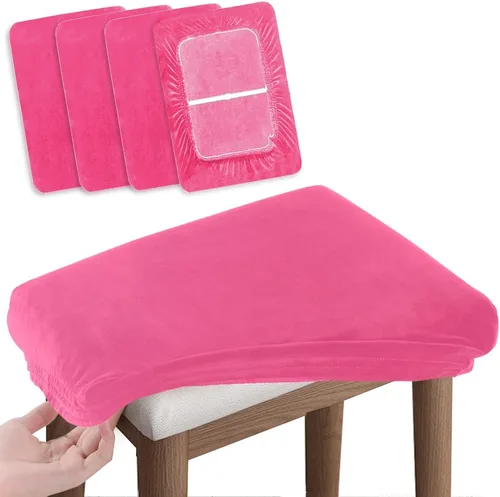 Vista 13 de SINOSSO Juego de 4 fundas redondas para banco de tocador, de diámetro (13 a 15.5 pulgadas), terciopelo súper suave, elásticas, lavables, protector