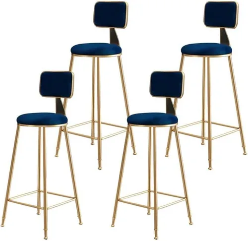 Vista 12 de Taburete moderno para mostrador, taburete sin brazos, taburete de hierro con cojín y pedal, 1 taburete corto (18 pulgadas de alto) azul
