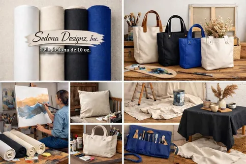Vista 3 de Sedona Designz - Tela de lona de algodón de pato de 60 pulgadas de ancho, peso pesado de 10 onzas, duradera, 100% algodón (negro, 1 yarda)
