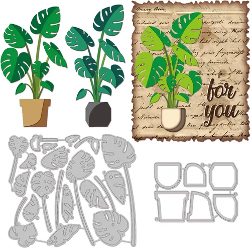 Vista 9 de INFUNLY 11 piezas de troqueles de plumas de metal, troqueles para hacer tarjetas, plantillas de plumas en capas, troqueles para relieve para álbum