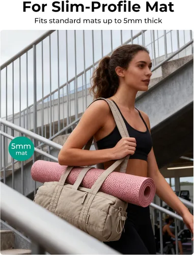 Vista 4 de BAGSMART Reiki - Bolsa de gimnasio para mujer, bolsa cruzada mediana para esterilla de yoga con bolsillo para artículos húmedos y secos, bolsa
