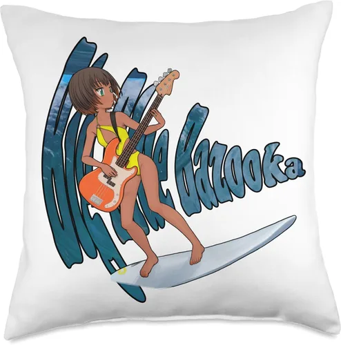 Vista 4 de Big Blue Bazooka Surfer Girl - Almohada (16 x 16 pulgadas), multicolor