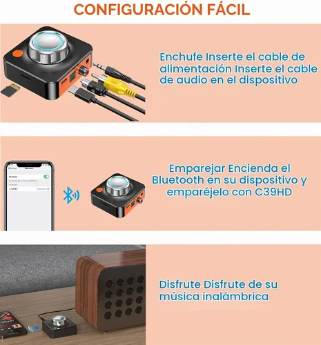 Vista 7 de Receptor Bluetooth para adaptador Bluetooth estéreo para el hogar Bluetooth Audio Receiver for Stereo Receiver & Old Speakers, Optical/COAXIAL/AUX