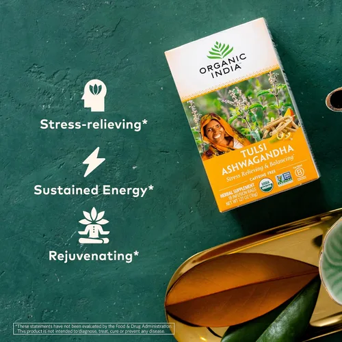 Vista 4 de Organic India - Té orgánico de Tulsi, té de hierbas, 18 bolsas de infusión. paquete de 6
