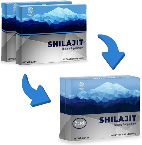 Vista 5 de Shilajit natural en tabletas, 2 paquetes de 60 tabletas (total 120 tabletas) Golden Shilajit Label