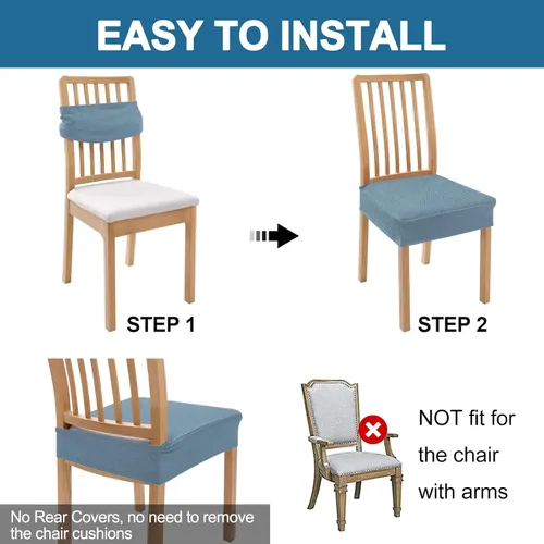 Vista 5 de Smiry Juego de 2 fundas de asiento impermeables para sillas de comedor, tela jacquard elástica, extraíble y lavable, fundas protectoras de asiento