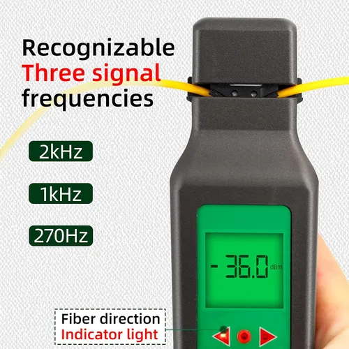 Vista 5 de Identificador de fibra óptica VFL LED Luz OFI de fibra viva Cable óptico Identificador Detector Probador 900-1650nm SM y MM OFI Herramientas