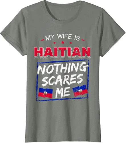 Vista 13 de My Wife Is Haitian Republic of Haiti Heritage Roots - Camiseta con bandera, Negro, S