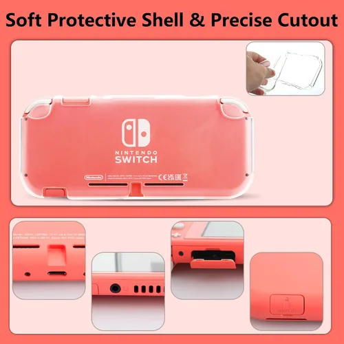 Vista 7 de FANPL Switch Lite Accessories Bundle -Carrying Case for Nintendo Switch Lite ,with 1 Clear Protector Case, 1 Screen Protector and 10 Thumb Grip