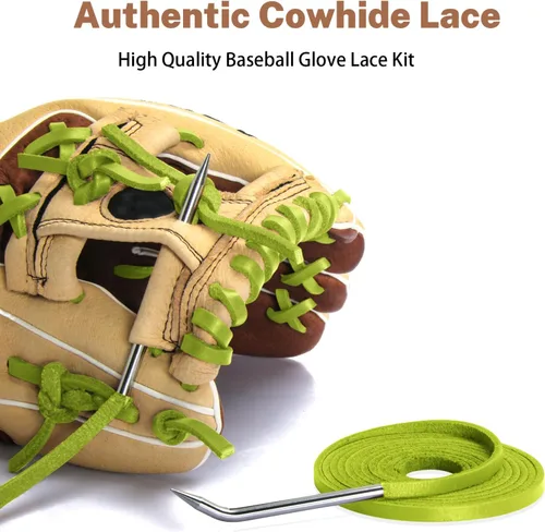 Vista 3 de Softball Baseball Glove Lace, Mitt Lace Repair Kit Includes 2 Leather Laces and Lacing Needle for Catcher's Glove