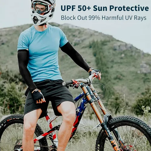 Vista 2 de CMCOOPLX 2 pares de mangas de brazo para hombres, mujeres y jóvenes, protección solar UV, cubierta de tatuaje, refrescante, compresión