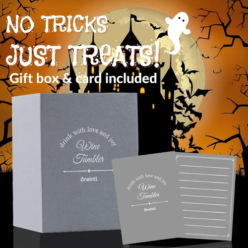 Vista 4 de Onebttl Regalos de Halloween para mujeres, adultos, anfitrionas, vaso de vino de 12 onzas para amantes de las fiestas, suministros - Reina