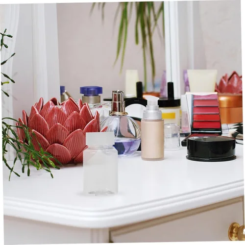 Vista 9 de 10 botellas vacías con tapas para medicamentos, botella de viaje, recipientes de plástico transparente, contenedores de maquillaje, botellas