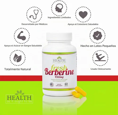Vista 4 de Health As It Ought To Be Berberina fresca 450mg metabólico 60 cápsulas