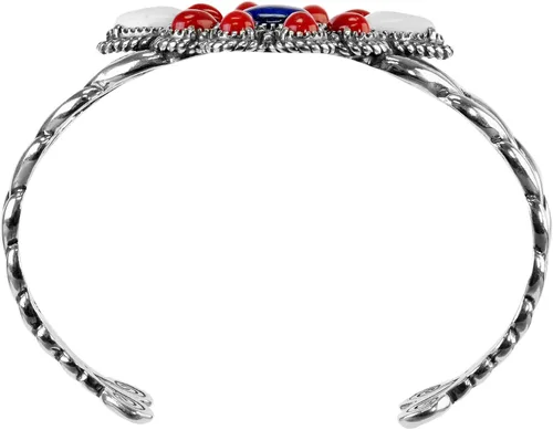 Vista 4 de American West - Pulsera de coral rojo, ágata blanca y lapislázuli azul, talla S, M o L