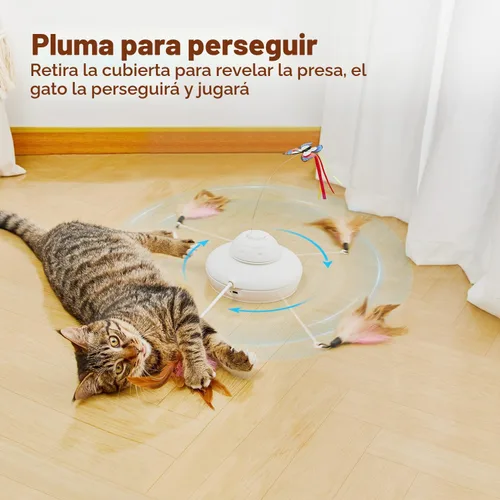 Vista 5 de Potaroma Juguetes para gatos recargables, escondite 3 en 1, diversión interactiva automática, mariposa aleteante, pluma móvil, varita para gatito