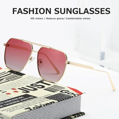 Vista 8 de kimorn Gafas de sol polarizadas para mujer y hombre, retro, de gran tamaño, cuadradas, vintage, clásicas, grandes, de metal, K1221