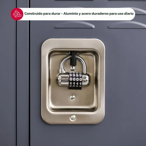 Vista 5 de Master Lock Establece tu propio candado de combinación, cerraduras de armario de gimnasio con código para asegurar objetos de valor en interiores