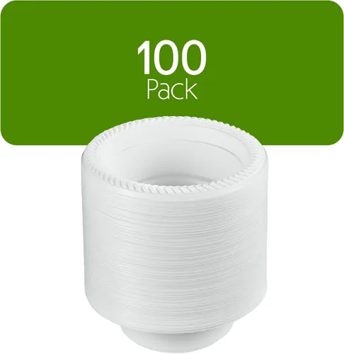 Vista 7 de PLASTICPRO 100 piezas de cuencos de plástico blanco de 5 oz de calidad premium, platos ligeros desechables, cuencos pequeños de plástico