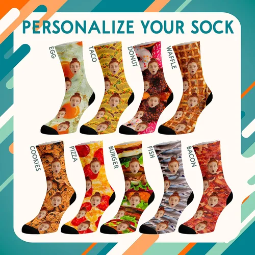 Vista 2 de Calcetines con fotos personalizados actualizados con caras - Imprime tu imagen, foto - Regalos divertidos personalizados para hombres y mujeres