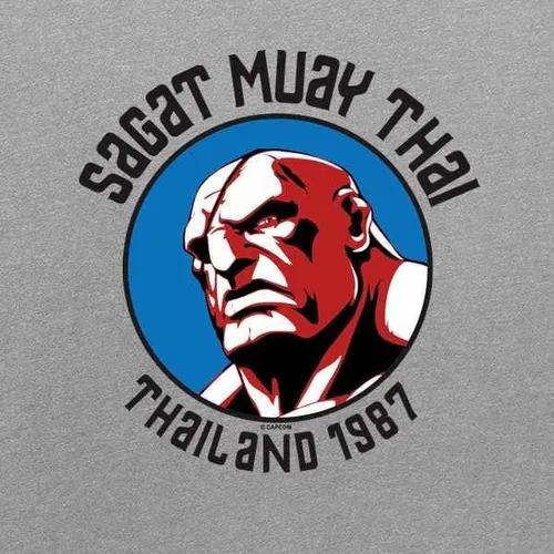 Vista 2 de Pop Threads Sagat Street Fighter Camiseta Muay Thai Master Arcade Graphic Hombres Tee