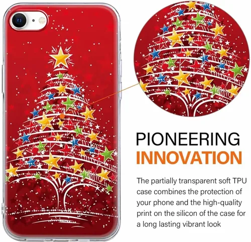 Vista 3 de Paquete de 2 fundas transparentes de Navidad para iPhone 7/8/SE 2020 / SE 2022 de 4.7 pulgadas, árboles de Navidad, resistentes al amarilleo