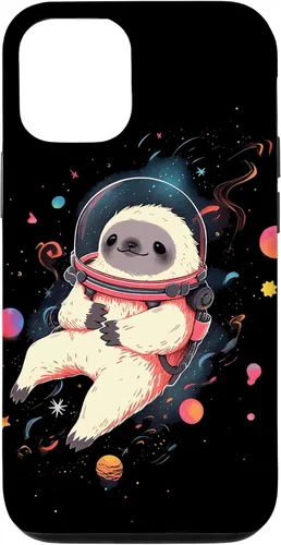 Vista 28 de Sloth Floating in Space Planets Stars Sloth Lover Case for iPhone 16