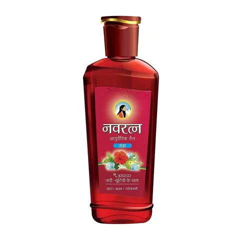 Vista 3 de Navratna Aceite fresco ayurvédico con 9 ingredientes herbales activos Aceite de masaje relajante para la cabeza Revitaliza el cuero cabelludo