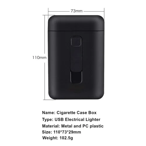 Vista 5 de Caja de cigarrillos con caja de cigarrillos más encendedor, paquete portátil tamaño King, 20 unidades, cigarrillos de tamaño regular, encendedores