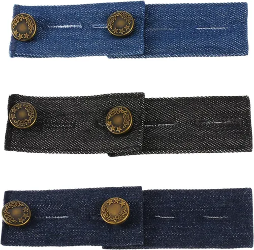 Vista 6 de TOODOO Extensor de cintura de jeans de 6 piezas, extensor de cintura azul, extensor de cintura con botón de metal para pantalones, jeans, pantalones