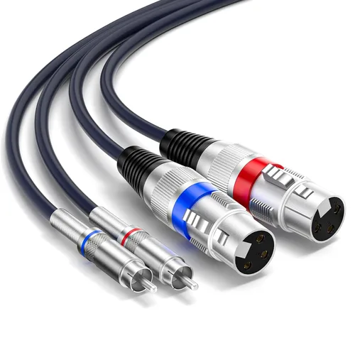 Vista 8 de tisino Cable doble XLR a RCA, cable de conexión de 2 XLR hembra a 2 RCA macho, conexión de audio estéreo de alta fidelidad, cable de interconexión