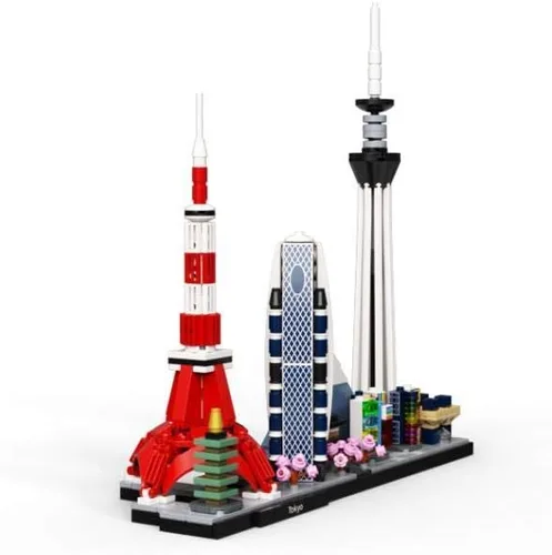 Vista 3 de LEGO Architecture Skylines: Tokyo 21051 - Kit de construcción de arquitectura coleccionable para adultos (547 piezas)