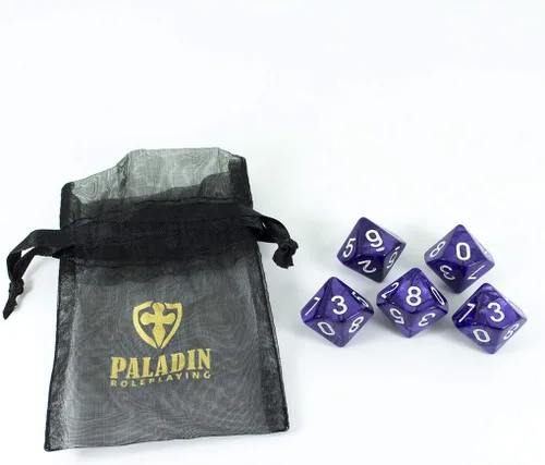 Vista 4 de Dados morados D10 - Efecto perla